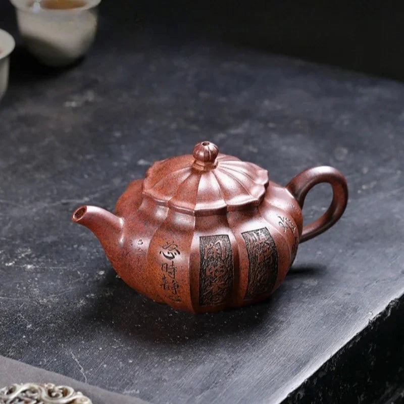 Teko Yixing Zisha Buatan Tangan Sepenuhnya [Yang Xin Fanggu] (Hei Dun Tou - 230ml)