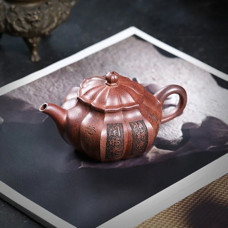 Teko Yixing Zisha Buatan Tangan Sepenuhnya [Yang Xin Fanggu] (Hei Dun Tou - 230ml)