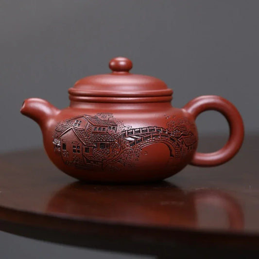 Teko Zisha Yixing Buatan Tangan Sepenuhnya [Periuk Yi Jiangnan Fanggu] (Dahongpao - 170ml)