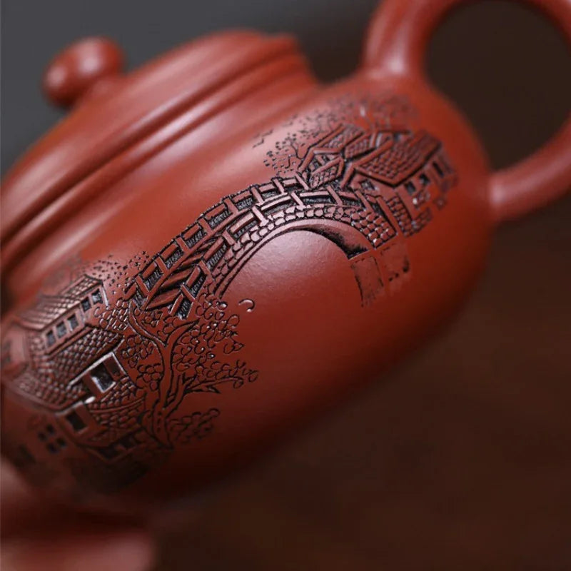 Teko Zisha Yixing Buatan Tangan Sepenuhnya [Periuk Yi Jiangnan Fanggu] (Dahongpao - 170ml)
