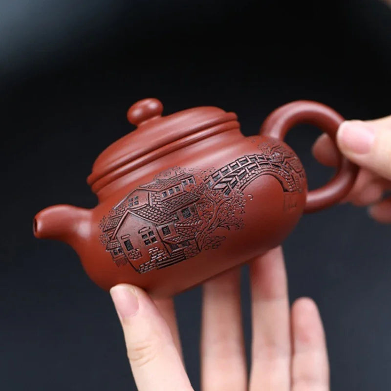 Teko Zisha Yixing Buatan Tangan Sepenuhnya [Periuk Yi Jiangnan Fanggu] (Dahongpao - 170ml)