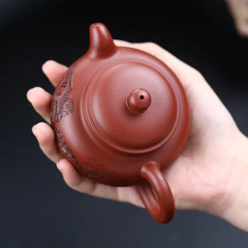 Teko Zisha Yixing Buatan Tangan Sepenuhnya [Periuk Yi Jiangnan Fanggu] (Dahongpao - 170ml)