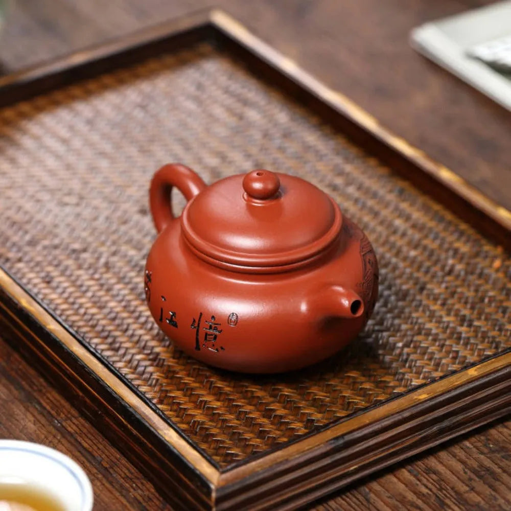 Full Handmade Yixing Zisha Teapot [Yi Jiangnan Fanggu Pot] (Dahongpao - 175ml) - YIQIN TEA HOUSE | yiqinteahouse.com | <200ml, full handmade zisha teapot, new arrival, teapot, teaware