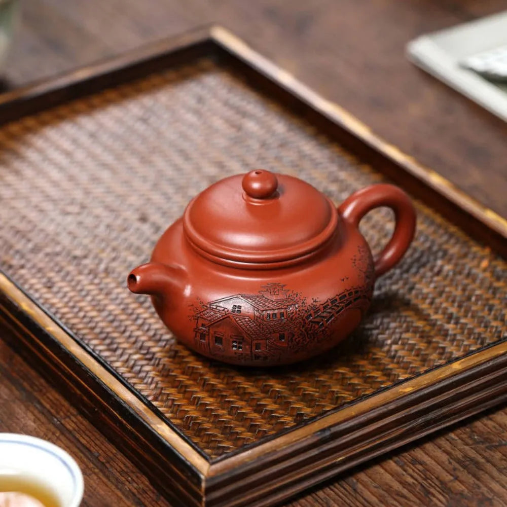 Full Handmade Yixing Zisha Teapot [Yi Jiangnan Fanggu Pot] (Dahongpao - 175ml) - YIQIN TEA HOUSE | yiqinteahouse.com | <200ml, full handmade zisha teapot, new arrival, teapot, teaware