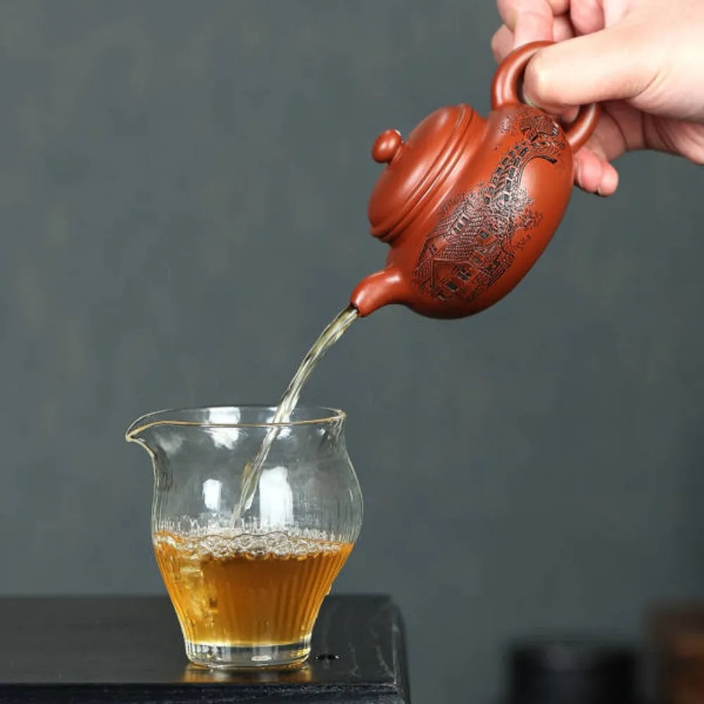 Full Handmade Yixing Zisha Teapot [Yi Jiangnan Fanggu Pot] (Dahongpao - 175ml) - YIQIN TEA HOUSE | yiqinteahouse.com | <200ml, full handmade zisha teapot, new arrival, teapot, teaware