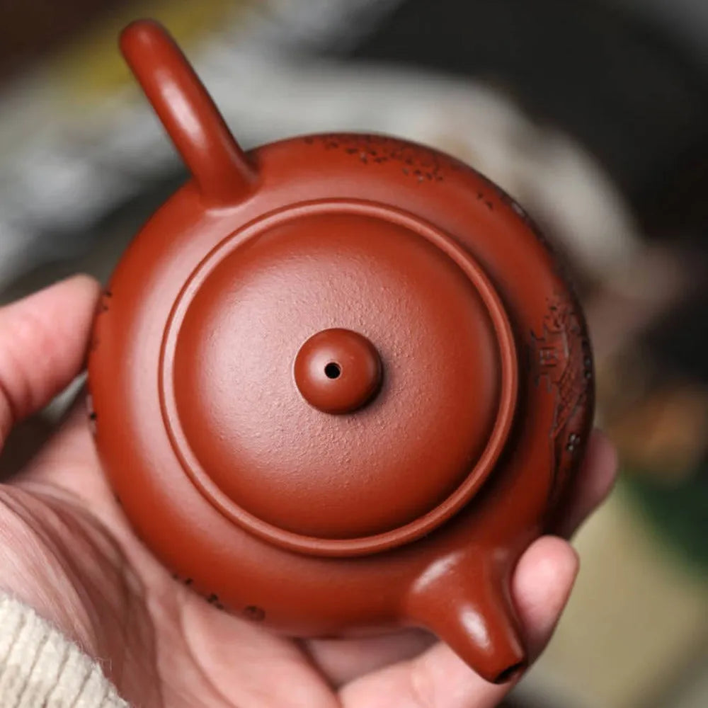 Full Handmade Yixing Zisha Teapot [Yi Jiangnan Fanggu Pot] (Dahongpao - 175ml) - YIQIN TEA HOUSE | yiqinteahouse.com | <200ml, full handmade zisha teapot, new arrival, teapot, teaware