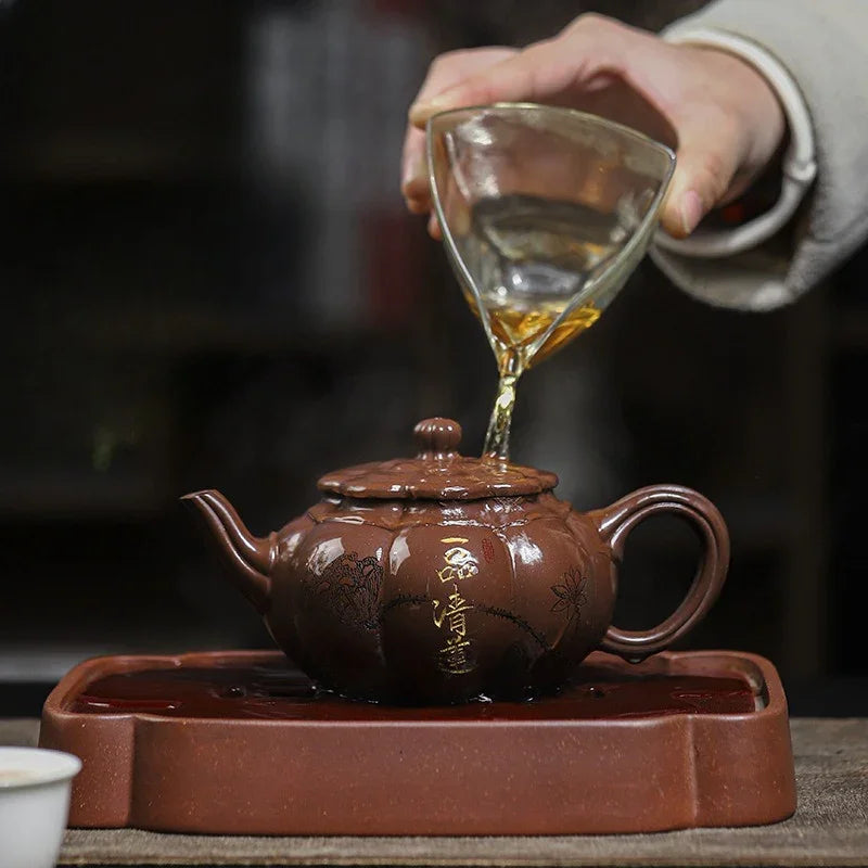 Teko Zisha Yixing Buatan Tangan Sepenuhnya [Yipin Qing Lian] (Lao Ge Zi Ni - 350ml)