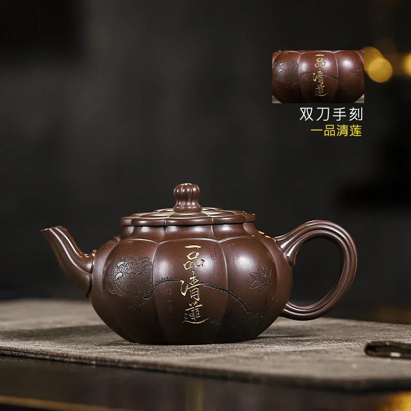 Teko Zisha Yixing Buatan Tangan Sepenuhnya [Yipin Qing Lian] (Lao Ge Zi Ni - 350ml)