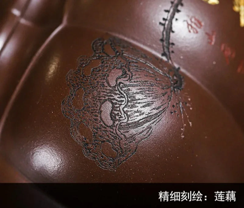 Teko Zisha Yixing Buatan Tangan Sepenuhnya [Yipin Qing Lian] (Lao Ge Zi Ni - 350ml)