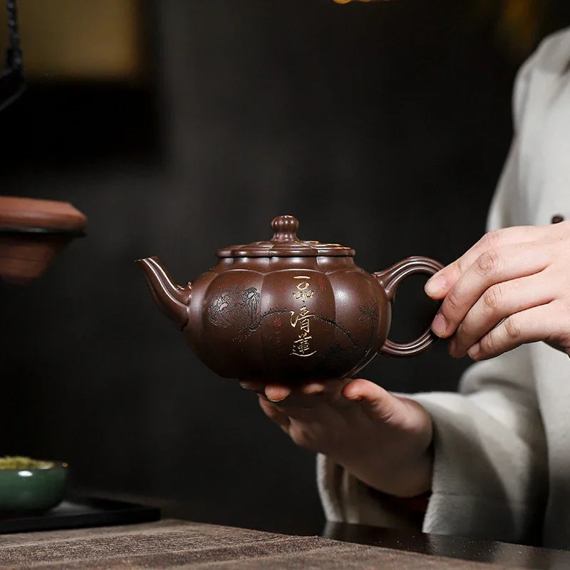 Teko Zisha Yixing Buatan Tangan Sepenuhnya [Yipin Qing Lian] (Lao Ge Zi Ni - 350ml)