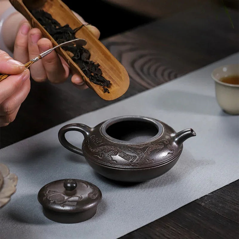 Full Handmade Yixing Zisha Teapot [Yu Yuan] (Tian Qing Ni - 180ml) - YIQIN TEA HOUSE | yiqinteahouse.com | <200ml, full handmade zisha teapot, teapot, teaware
