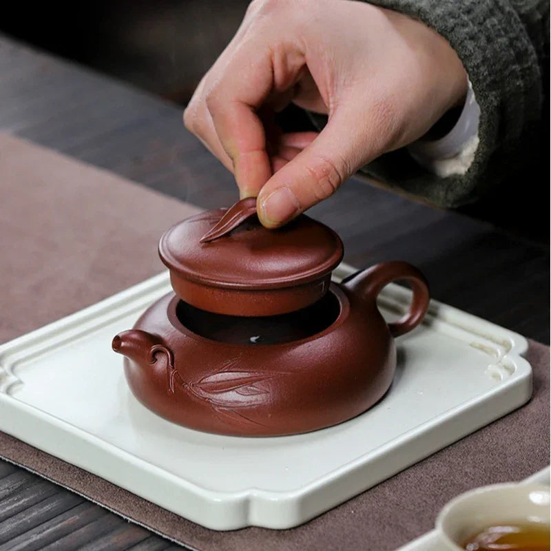 全手工宜兴紫砂茶壶[玉竹] (红皮龙- 140ml)