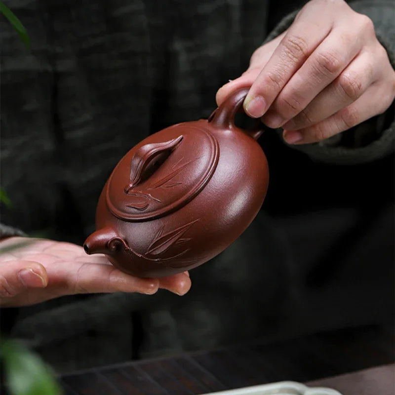 全手工宜兴紫砂茶壶[玉竹] (红皮龙- 140ml)