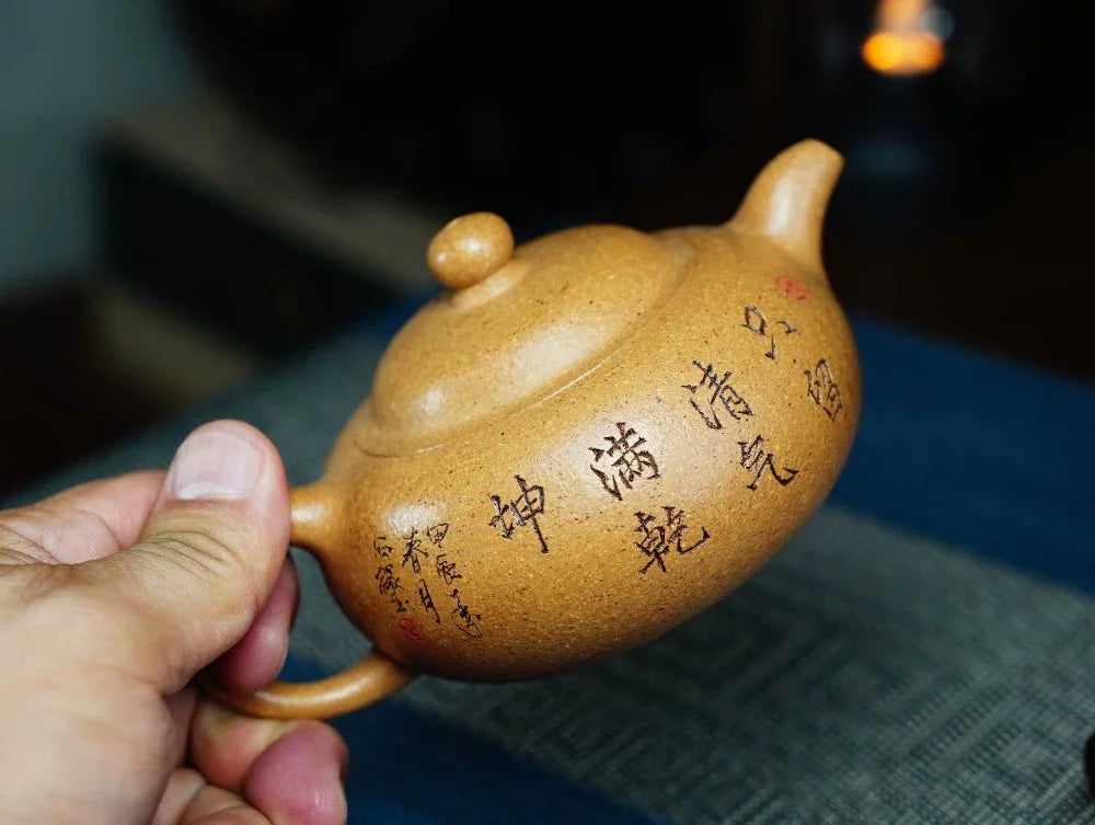 Full Handmade Yixing Zisha Teapot [Yuan Zhu Pot] (Wucai Lao Duan Ni - 220ml) - YIQIN TEA HOUSE | yiqinteahouse.com | 200-300ml, full handmade zisha teapot, teapot, teaware