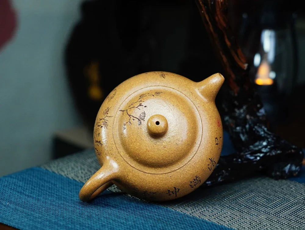 Full Handmade Yixing Zisha Teapot [Yuan Zhu Pot] (Wucai Lao Duan Ni - 220ml) - YIQIN TEA HOUSE | yiqinteahouse.com | 200-300ml, full handmade zisha teapot, teapot, teaware