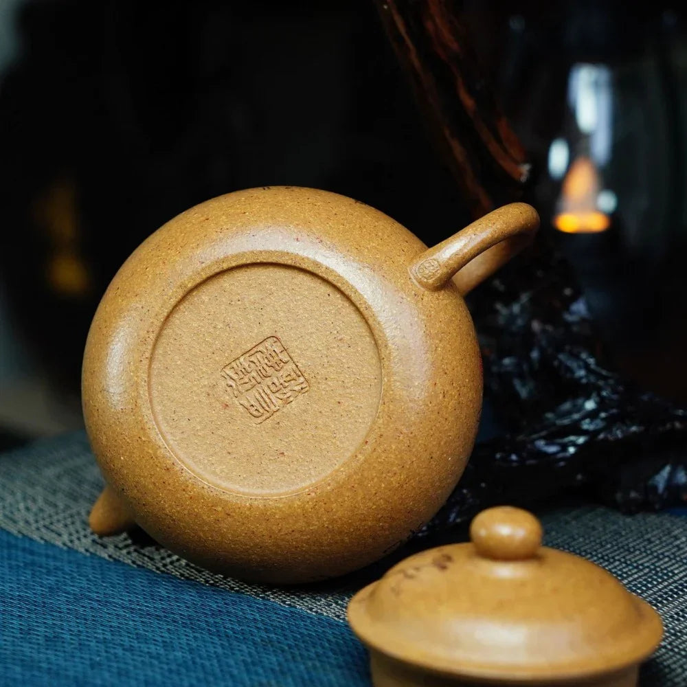 Full Handmade Yixing Zisha Teapot [Yuan Zhu Pot] (Wucai Lao Duan Ni - 220ml) - YIQIN TEA HOUSE | yiqinteahouse.com | 200-300ml, full handmade zisha teapot, teapot, teaware