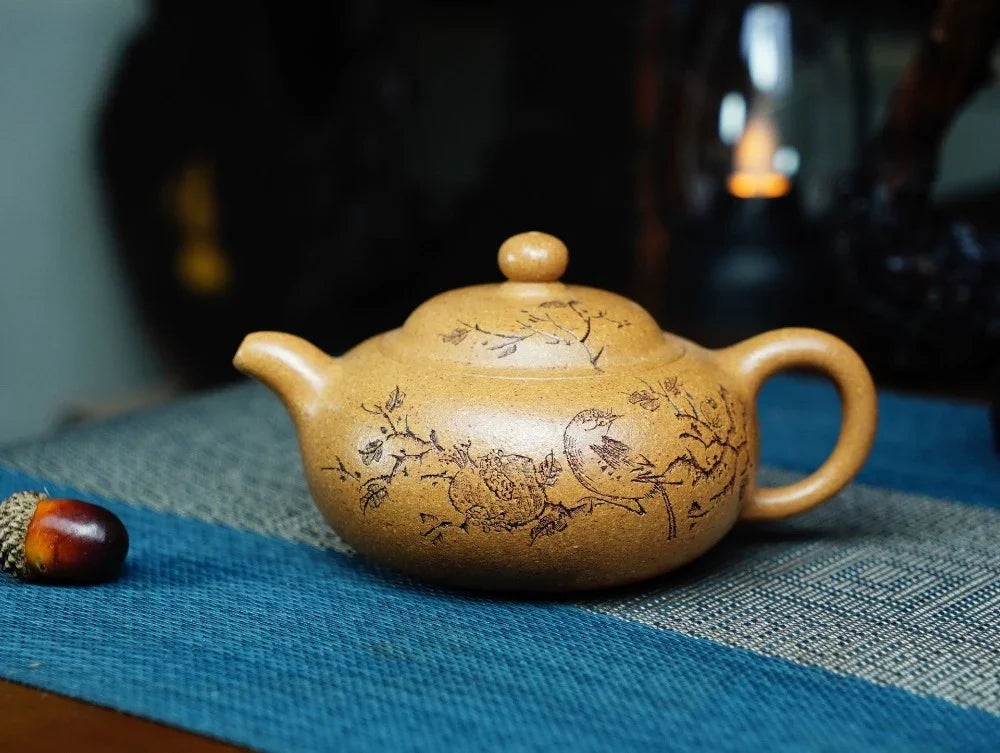 Full Handmade Yixing Zisha Teapot [Yuan Zhu Pot] (Wucai Lao Duan Ni - 220ml) - YIQIN TEA HOUSE | yiqinteahouse.com | 200-300ml, full handmade zisha teapot, teapot, teaware
