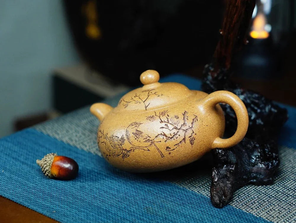 Full Handmade Yixing Zisha Teapot [Yuan Zhu Pot] (Wucai Lao Duan Ni - 220ml) - YIQIN TEA HOUSE | yiqinteahouse.com | 200-300ml, full handmade zisha teapot, teapot, teaware