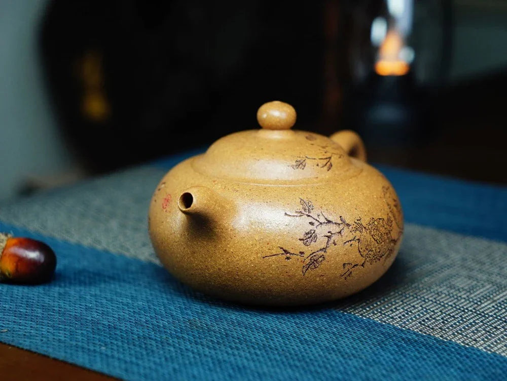 Full Handmade Yixing Zisha Teapot [Yuan Zhu Pot] (Wucai Lao Duan Ni - 220ml) - YIQIN TEA HOUSE | yiqinteahouse.com | 200-300ml, full handmade zisha teapot, teapot, teaware