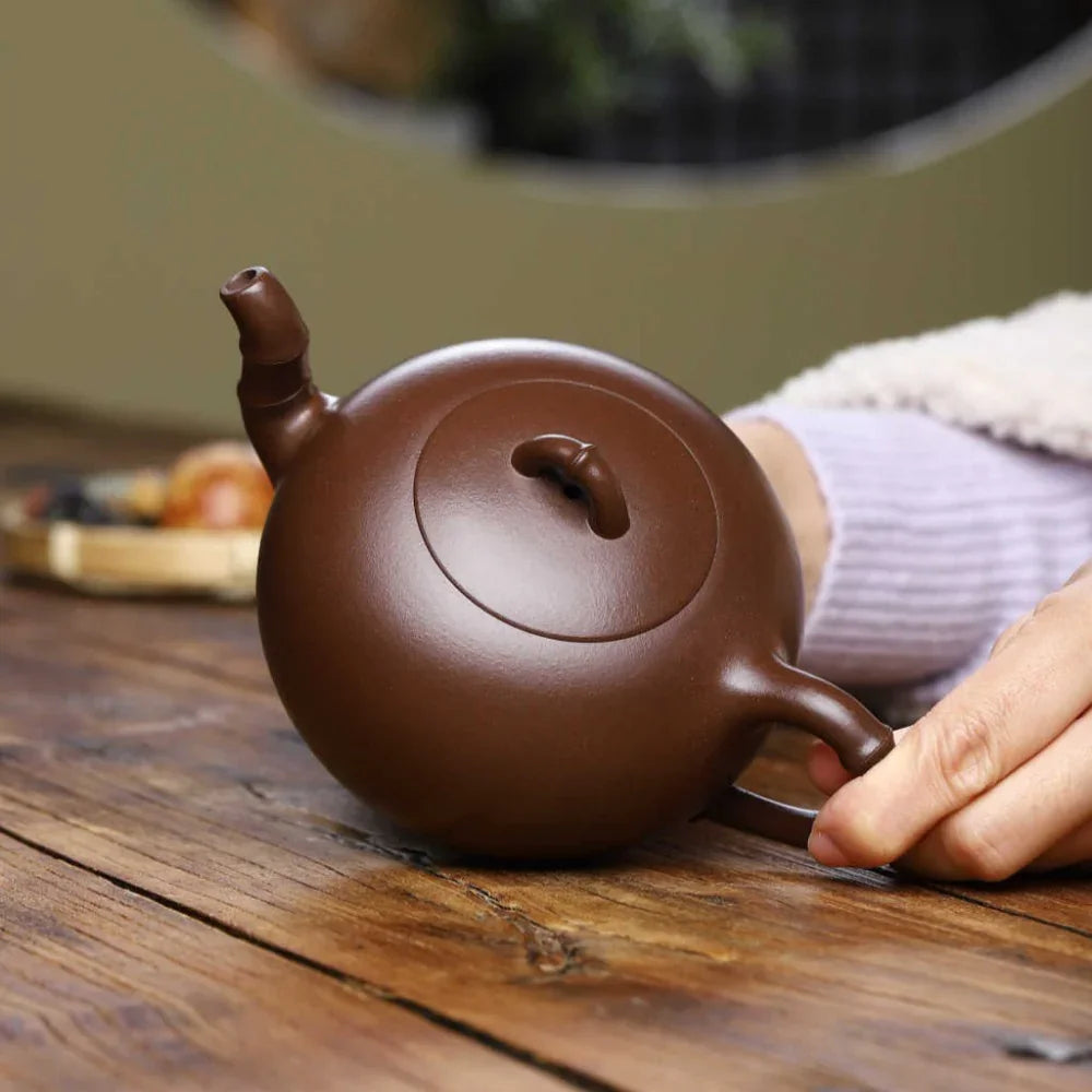 Teko Zisha Yixing Buatan Tangan Sepenuhnya [Yuan Zhu Pot] (Zi Ni - 360ml)
