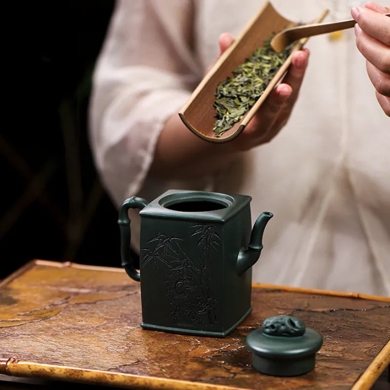 Full Handmade Yixing Zisha Teapot [Yun Qi Zhu Jing] (Feicui Lu Ni - 200ml) - YIQIN TEA HOUSE | yiqinteahouse.com | 200-300ml, full handmade zisha teapot, new arrival, teapot, teaware