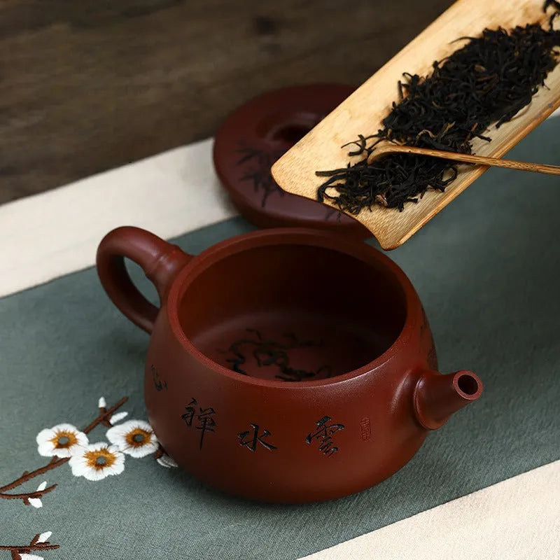 Full Handmade Yixing Zisha Teapot [Yun Shui Chan Xin] (Long Xue Sha - 350ml) - YIQIN TEA HOUSE | yiqinteahouse.com | >300ml, full handmade zisha teapot, new arrival, teapot, teaware