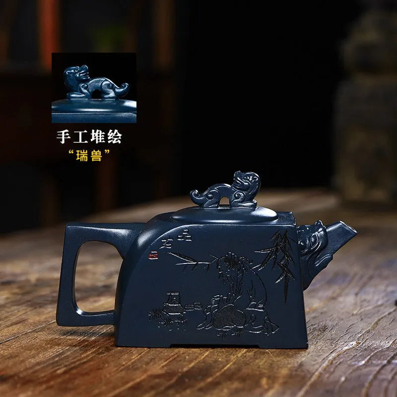 Full Handmade Yixing Zisha Teapot [Zhi Zai Sifang] (Tian Qing Ni - 410ml) - YIQIN TEA HOUSE | yiqinteahouse.com | >300ml, full handmade zisha teapot, new arrival, teapot, teaware