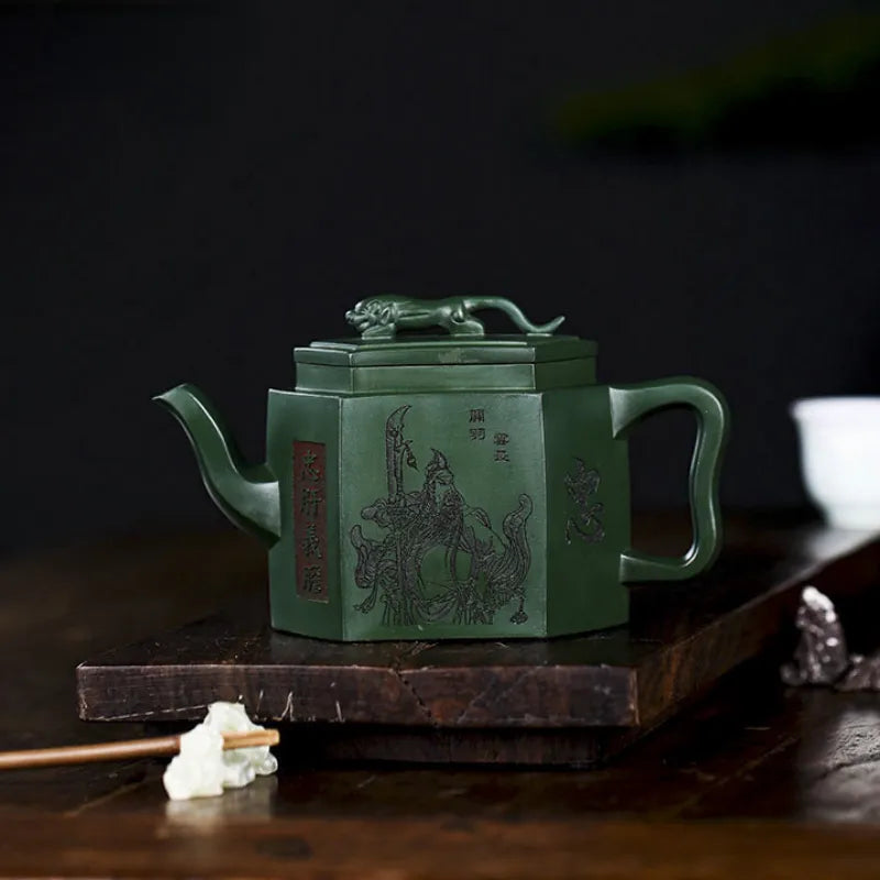 Full Handmade Yixing Zisha Teapot [Zhong Gan Yi Dan] (Feicui Lu Ni - 450ml) - YIQIN TEA HOUSE | yiqinteahouse.com | >300ml, full handmade zisha teapot, new arrival, teapot, teaware