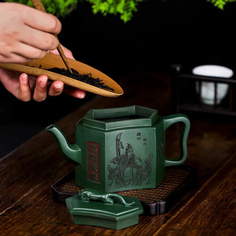 Full Handmade Yixing Zisha Teapot [Zhong Gan Yi Dan] (Feicui Lu Ni - 450ml) - YIQIN TEA HOUSE | yiqinteahouse.com | >300ml, full handmade zisha teapot, new arrival, teapot, teaware