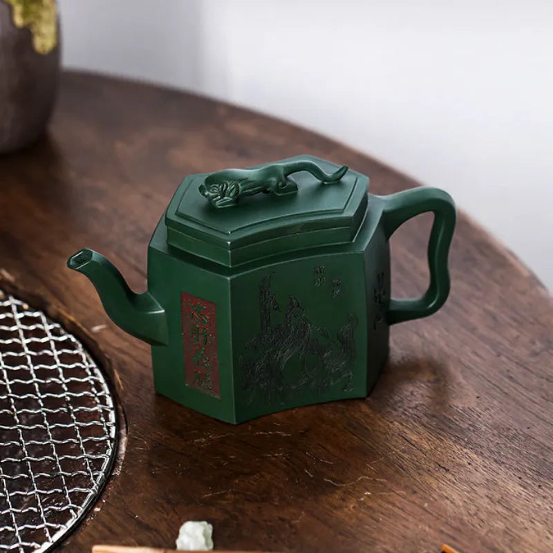 Full Handmade Yixing Zisha Teapot [Zhong Gan Yi Dan] (Feicui Lu Ni - 450ml) - YIQIN TEA HOUSE | yiqinteahouse.com | >300ml, full handmade zisha teapot, new arrival, teapot, teaware