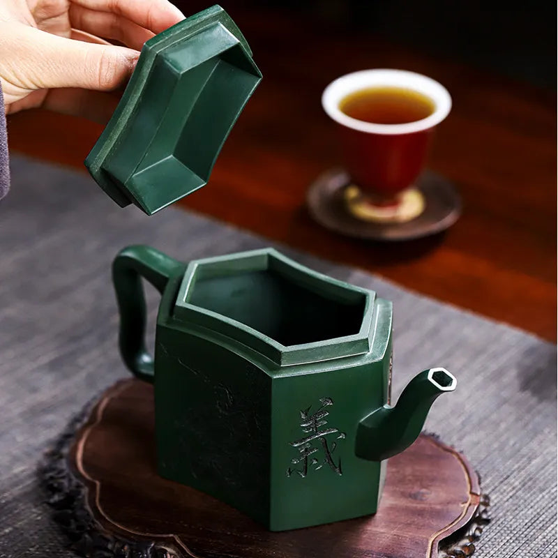 Full Handmade Yixing Zisha Teapot [Zhong Gan Yi Dan] (Feicui Lu Ni - 450ml) - YIQIN TEA HOUSE | yiqinteahouse.com | >300ml, full handmade zisha teapot, new arrival, teapot, teaware