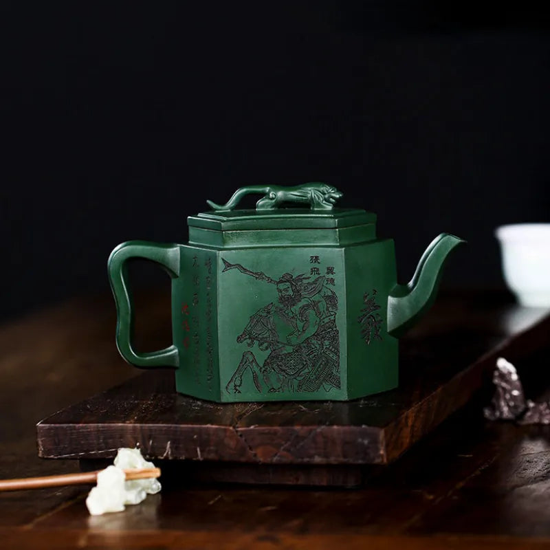 Full Handmade Yixing Zisha Teapot [Zhong Gan Yi Dan] (Feicui Lu Ni - 450ml) - YIQIN TEA HOUSE | yiqinteahouse.com | >300ml, full handmade zisha teapot, new arrival, teapot, teaware