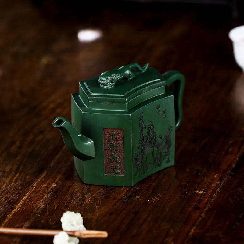 Full Handmade Yixing Zisha Teapot [Zhong Gan Yi Dan] (Feicui Lu Ni - 450ml) - YIQIN TEA HOUSE | yiqinteahouse.com | >300ml, full handmade zisha teapot, new arrival, teapot, teaware