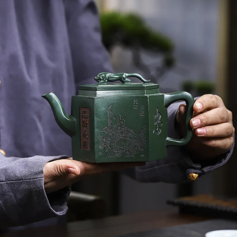 Full Handmade Yixing Zisha Teapot [Zhong Gan Yi Dan] (Feicui Lu Ni - 450ml) - YIQIN TEA HOUSE | yiqinteahouse.com | >300ml, full handmade zisha teapot, new arrival, teapot, teaware