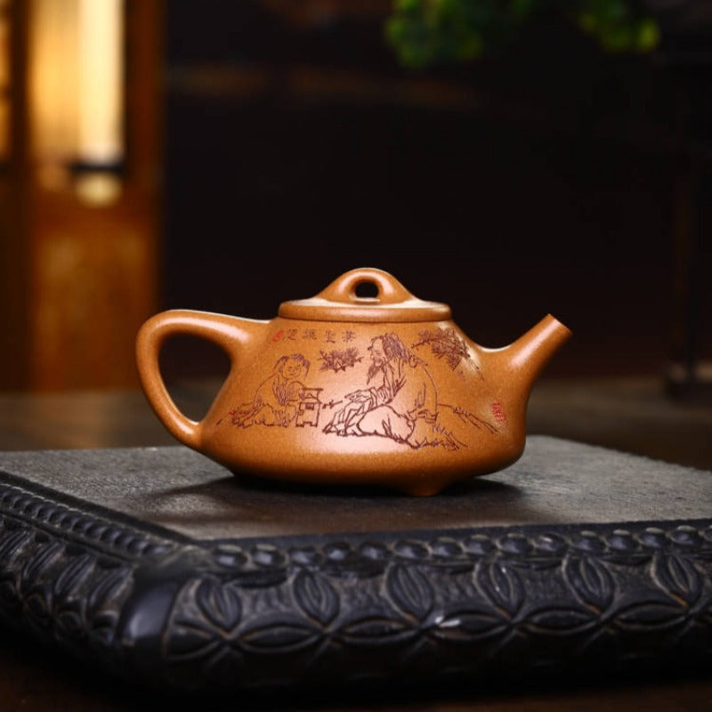 Full Handmade Yixing Zisha Teapot [Ziye Shi Piao Pot] (Wucai Lao Duan Ni - 280ml) - YIQIN TEA HOUSE | yiqinteahouse.com | 200-300ml, full handmade zisha teapot, teapot, teaware