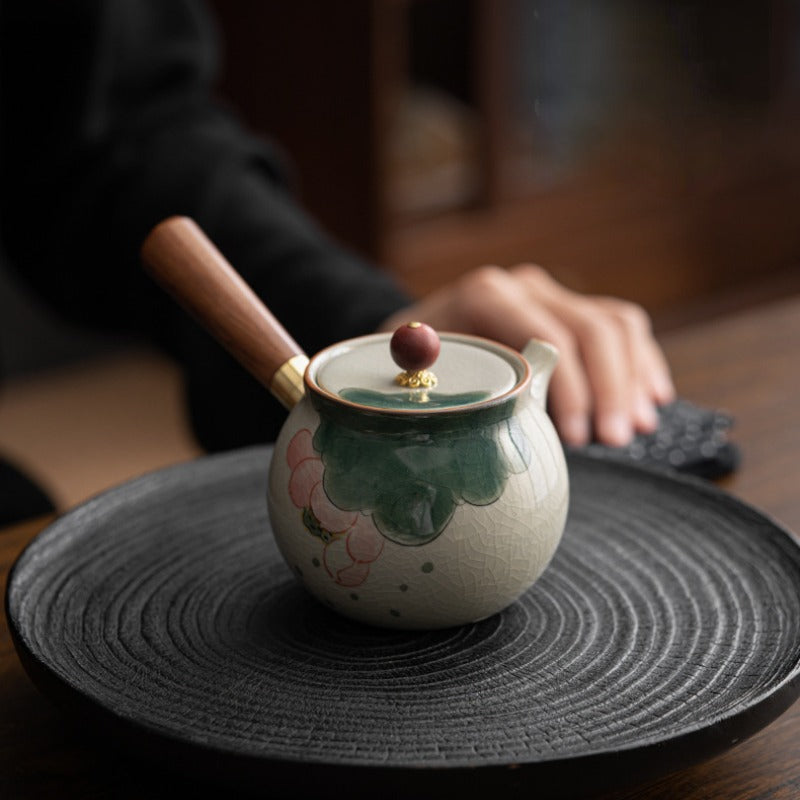 Ge Kiln Hand-painted Ice Crackle Ceramic Tea Set [Lotus] - YIQIN TEA HOUSE | yiqinteahouse.com | ceramic teapot, fair cup, lotus, tea cup, teapot, teaware, teaware set