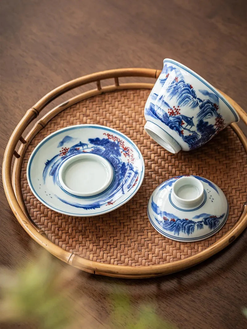 Handmade Ceramic [Qinghua Dou Cai] Gaiwan 175ml - YIQIN TEA HOUSE | yiqinteahouse.com | gaiwan, teaware