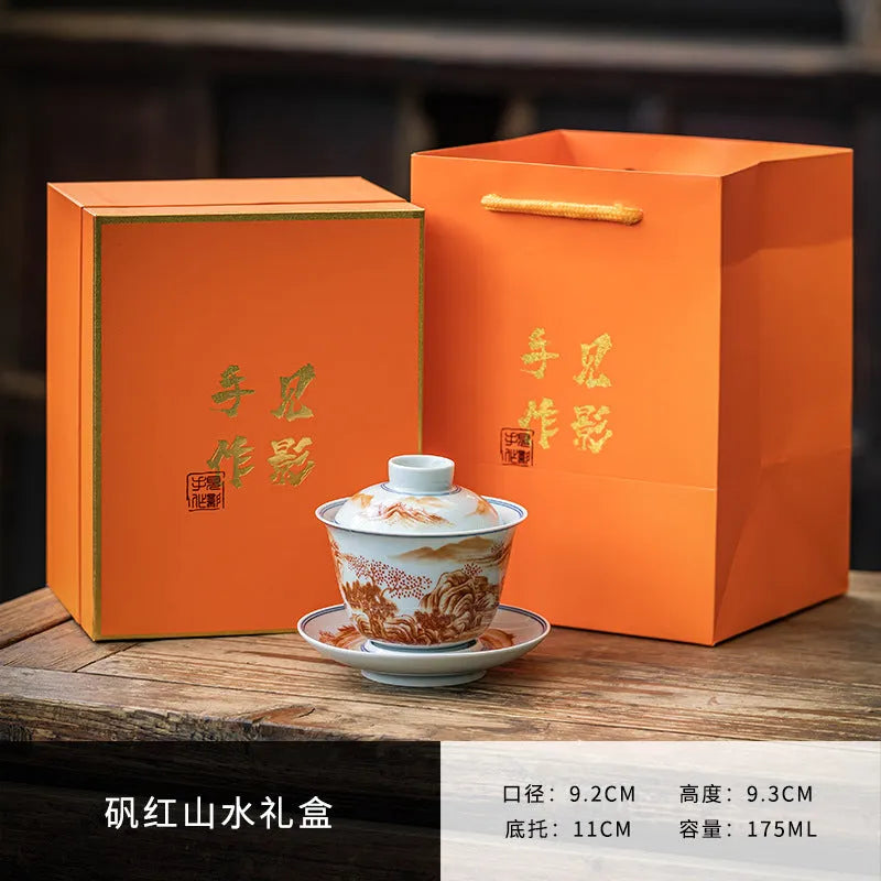 Handmade Ceramic [Qinghua Dou Cai] Gaiwan 175ml - YIQIN TEA HOUSE | yiqinteahouse.com | gaiwan, teaware