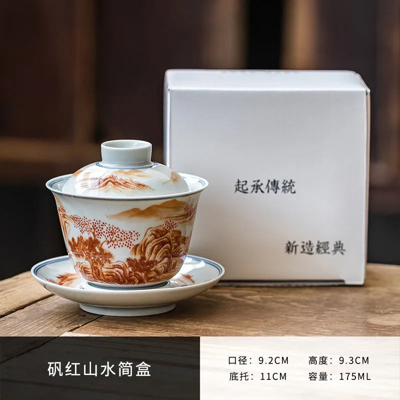 Handmade Ceramic [Qinghua Dou Cai] Gaiwan 175ml - YIQIN TEA HOUSE | yiqinteahouse.com | gaiwan, teaware