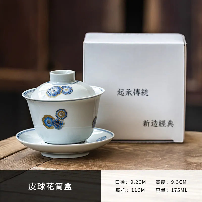 Handmade Ceramic [Qinghua Dou Cai] Gaiwan 175ml - YIQIN TEA HOUSE | yiqinteahouse.com | gaiwan, teaware