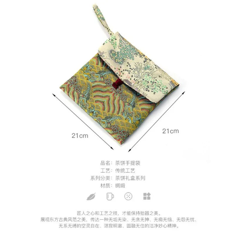 Handmade Tea Cake Flip-top Portable Bag / Tea Cake Gift Bag - YIQIN TEA HOUSE | yiqinteahouse.com | tea accessories, tea cake, teaware