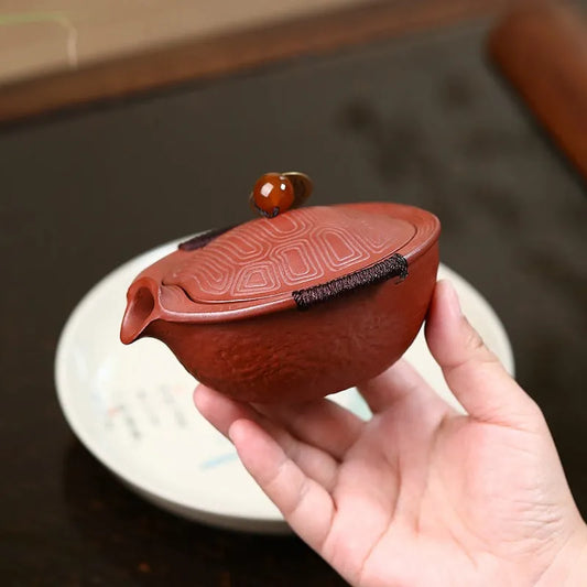 Handmade Yixing Zisha Hand-Grab Pot / Teapot [Wealthy] (Dahongpao - 150ml) - YIQIN TEA HOUSE | yiqinteahouse.com | gaiwan, new arrival, teapot, teaware, zisha teapot