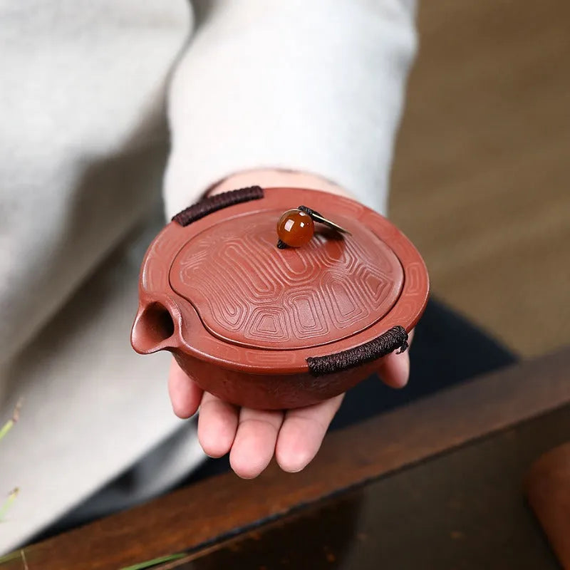 Handmade Yixing Zisha Hand-Grab Pot / Teapot [Wealthy] (Dahongpao - 150ml) - YIQIN TEA HOUSE | yiqinteahouse.com | gaiwan, new arrival, teapot, teaware, zisha teapot