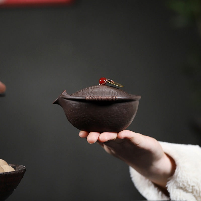 Handmade Yixing Zisha Hand-Grab Pot / Teapot [Wealthy] (Zhu Ni - 130ml) - YIQIN TEA HOUSE | yiqinteahouse.com | <200ml, gaiwan, new arrival, teapot, teaware, zisha teapot