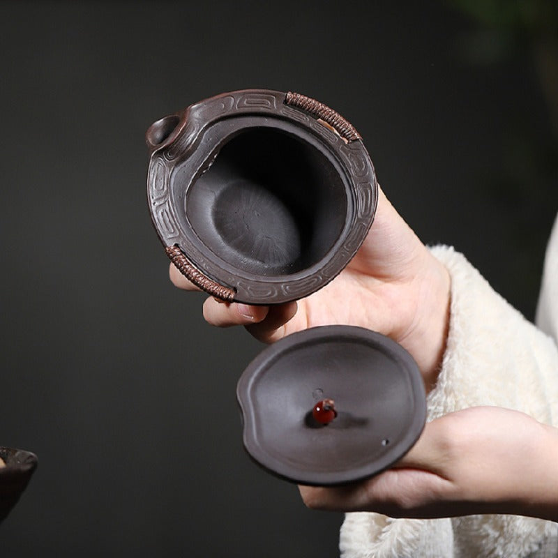 Handmade Yixing Zisha Hand-Grab Pot / Teapot [Wealthy] (Zhu Ni - 130ml) - YIQIN TEA HOUSE | yiqinteahouse.com | <200ml, gaiwan, new arrival, teapot, teaware, zisha teapot