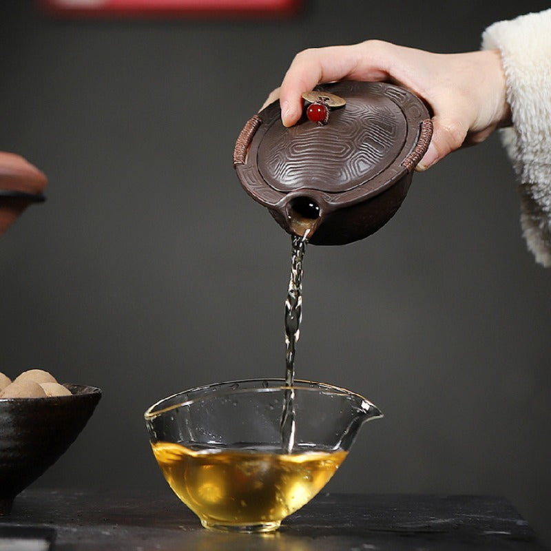 Handmade Yixing Zisha Hand-Grab Pot / Teapot [Wealthy] (Zhu Ni - 130ml) - YIQIN TEA HOUSE | yiqinteahouse.com | <200ml, gaiwan, new arrival, teapot, teaware, zisha teapot