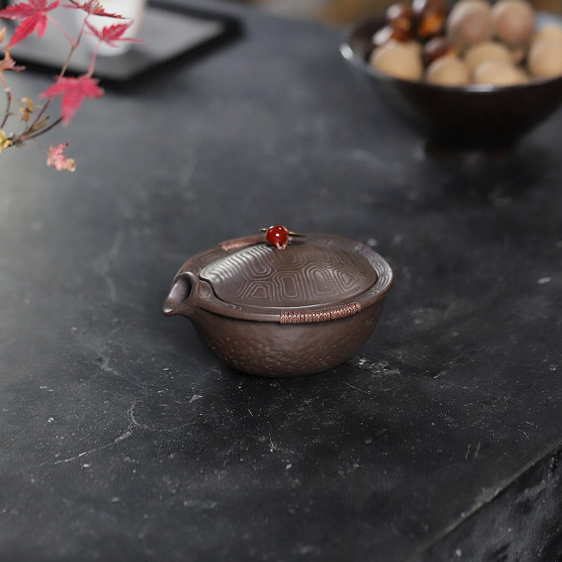 Handmade Yixing Zisha Hand-Grab Pot / Teapot [Wealthy] (Zhu Ni - 130ml) - YIQIN TEA HOUSE | yiqinteahouse.com | <200ml, gaiwan, new arrival, teapot, teaware, zisha teapot