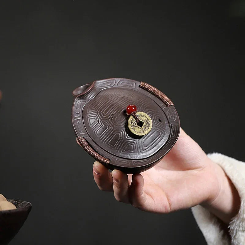 Handmade Yixing Zisha Hand-Grab Pot / Teapot [Wealthy] (Zhu Ni - 130ml) - YIQIN TEA HOUSE | yiqinteahouse.com | <200ml, gaiwan, new arrival, teapot, teaware, zisha teapot