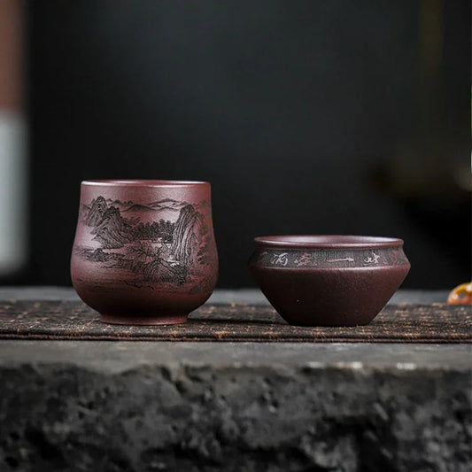 Handmade Yixing Zisha Master Tea Cup [Jiangshan Ru Hua / Jiu Cha] (Zi Ni - 200/140ml) - YIQIN TEA HOUSE | yiqinteahouse.com | tea cup, teaware
