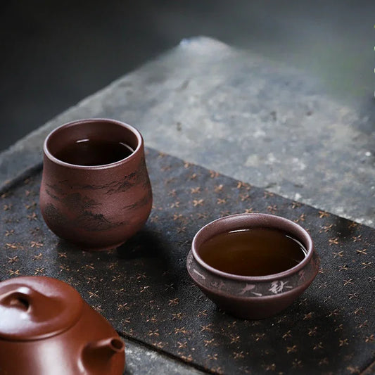 Handmade Yixing Zisha Master Tea Cup [Jiangshan Ru Hua / Jiu Cha] (Zi Ni - 200/140ml) - YIQIN TEA HOUSE | yiqinteahouse.com | tea cup, teaware